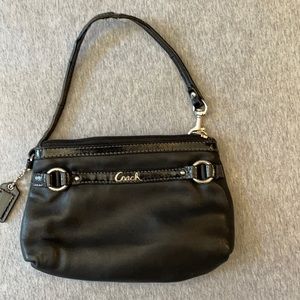 Coach black leather wristlet